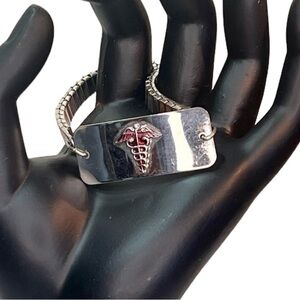 Diabetic Alert Medical Bracelet Stainless Steel Stretch Unisex